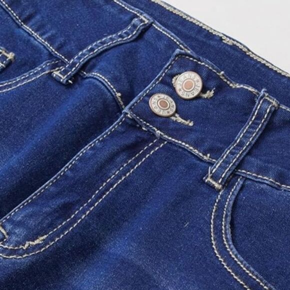 Amazon Straight Jeans, High Waist, Zip & Double Button, Dark Wash, Rough Hem, 8 - Picture 4 of 12